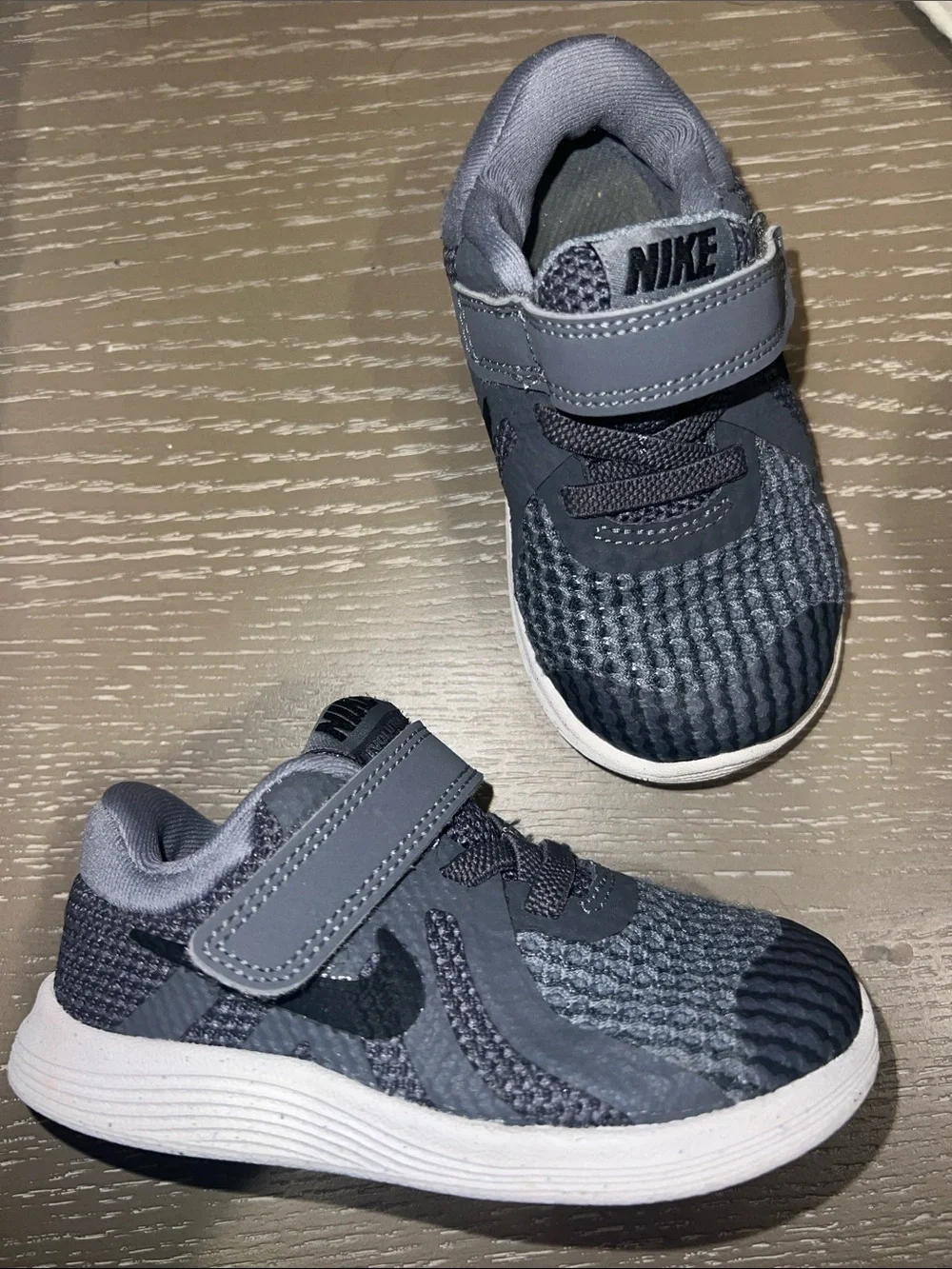 Nike Kids Grey Knit Sneaker with Velcro Strap